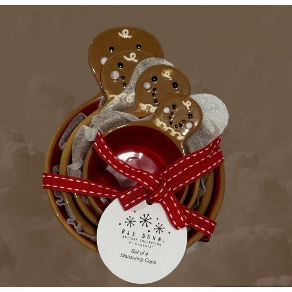 Rae Dunn Artisan Gingerbread Measuring Cups Set of 4- Holiday Christmas‎ New